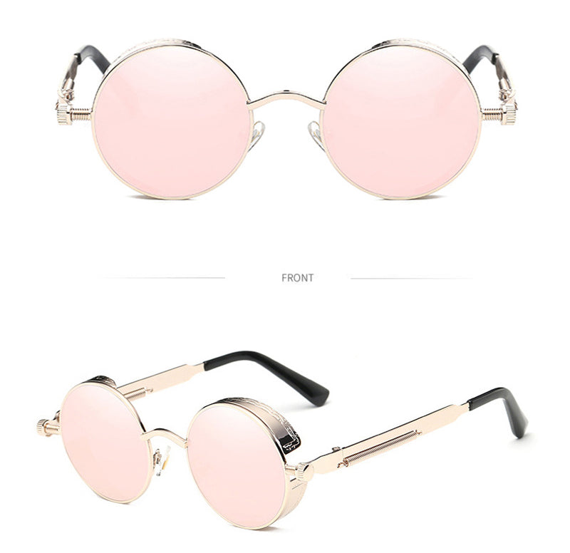Trendy Steampunk Sunglasses Retro Fashion Men Women Luxury Sunglasses Fashion Round Sunglass