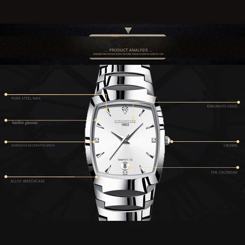 Couple Watches for Lovers Quartz Wristwatch Man Fashion Business Men Watch for Women Watches Tungsten Steel Ladies Watch Xfcs