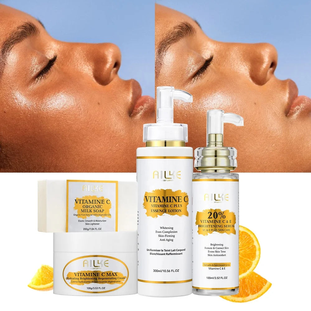 Ailke Private Label Luxury Organic Vitamin C Body Lotion Care Products Whitening Face Cream Skin Care Set