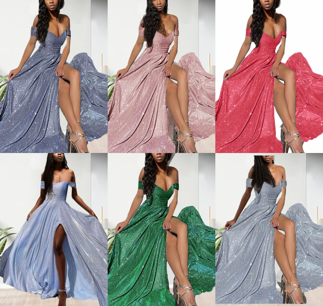 B1205TA34 Cheap Price Luxury Shiny Evening Dress High Slit Gorgeous Prom Wedding Dresses - My Store