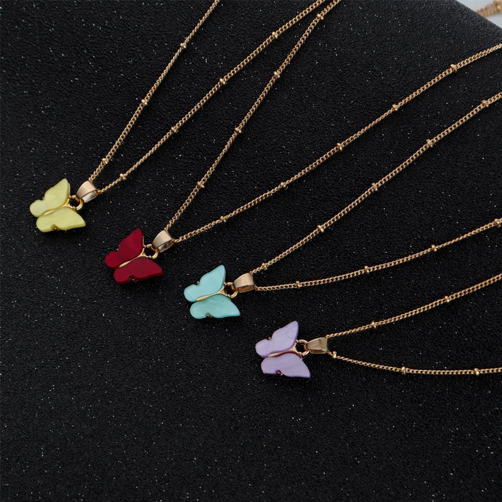 Wholesale Women Fashion Accessories Gold Plated Colorful Girlfriend Gift Butterfly Design Jewelry Women Jewellery Necklace