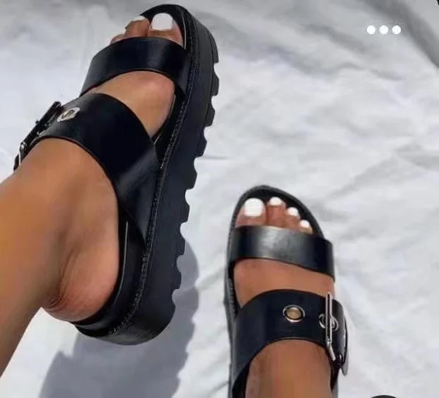 Women Sandals New Platform Summer Slip on Buckle Strap Slippers Fashion Ladies Slides Female Shoes High Heels Slipper
