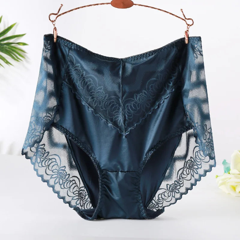 Large Size Women's Underwear Sexy Thin Transparent Lace Modal Underwear High Waist Large Size Underwear