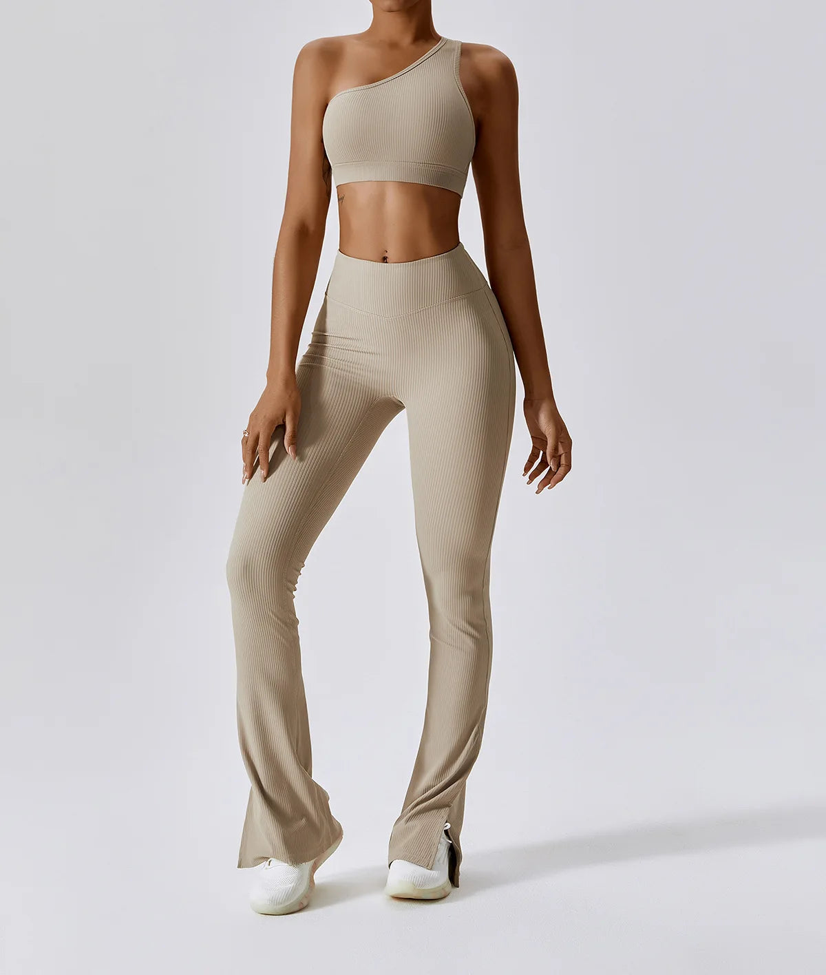 Activewear Custom Gym Workout Fitness Pant Flare Set Casual Ribbed Soft 2 Pieces Yoga Flared Leggings Set for Women