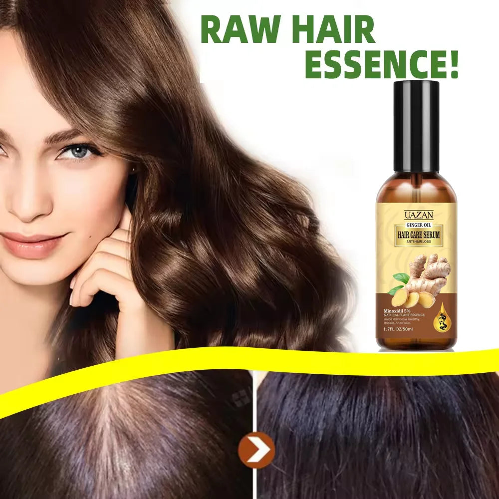 Wholesale 50ml UAZAN Organic Ginger Hair Care Serum Nourishing Scalp Repair Breakage Anti Hair Loss Ginger Hair Growth Oil