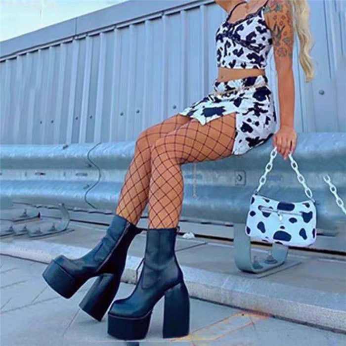 M2133-Winter Chunky Boots Women Thigh High Boots Women Leather Boots Women