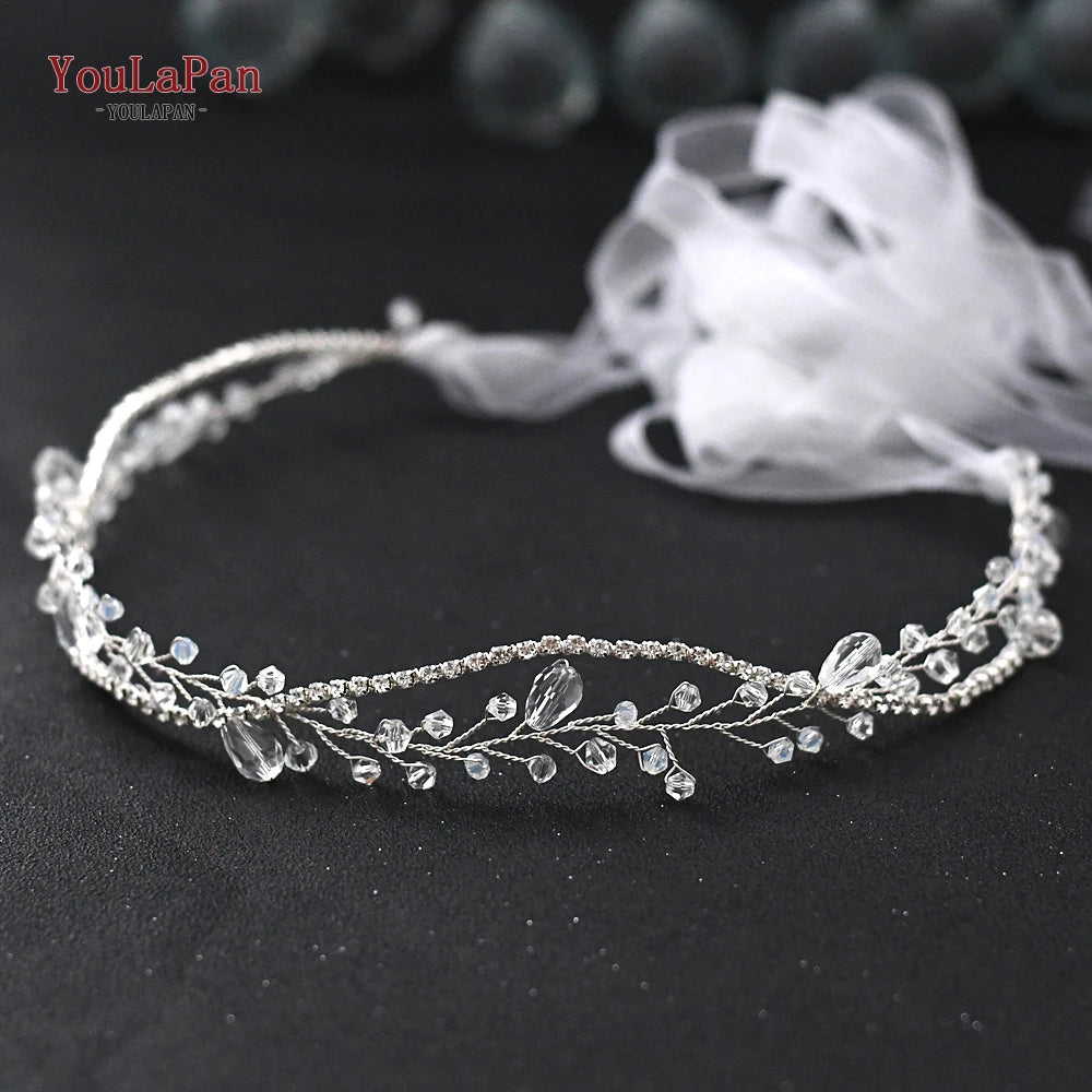 YouLaPan Crystal Belt for Wedding Dress Belt Ivory Flower Wedding Dress Sash Belt Silver Belts for Women Waist Band SH93