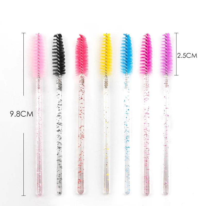 SHIDISAHNGPIN New Disposable 5/50Pcs Crystal Eyelash Makeup Brush Diamond Handle Mascara Wands Eyelash Extension Makeup Tool - My Store