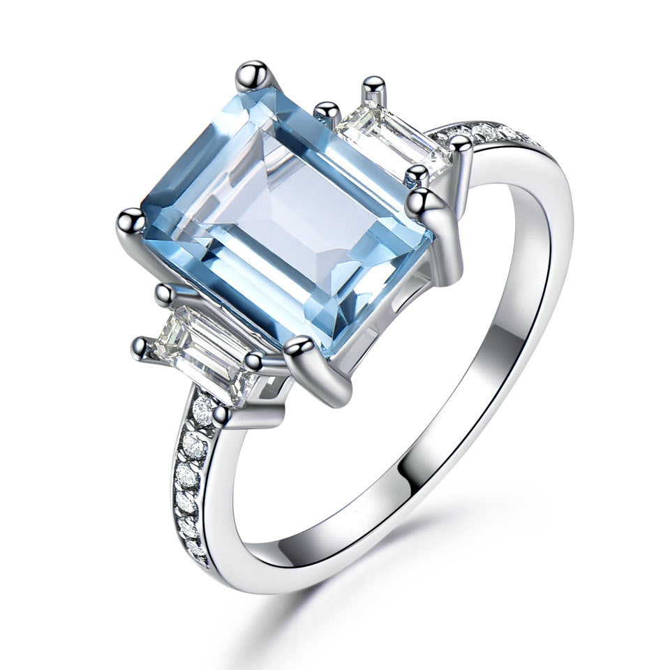Crystal Rings Natural Stone Sterling Silver 925 Jewellery Non Tarnish Jewelry Created Sapphire Silver Ring
