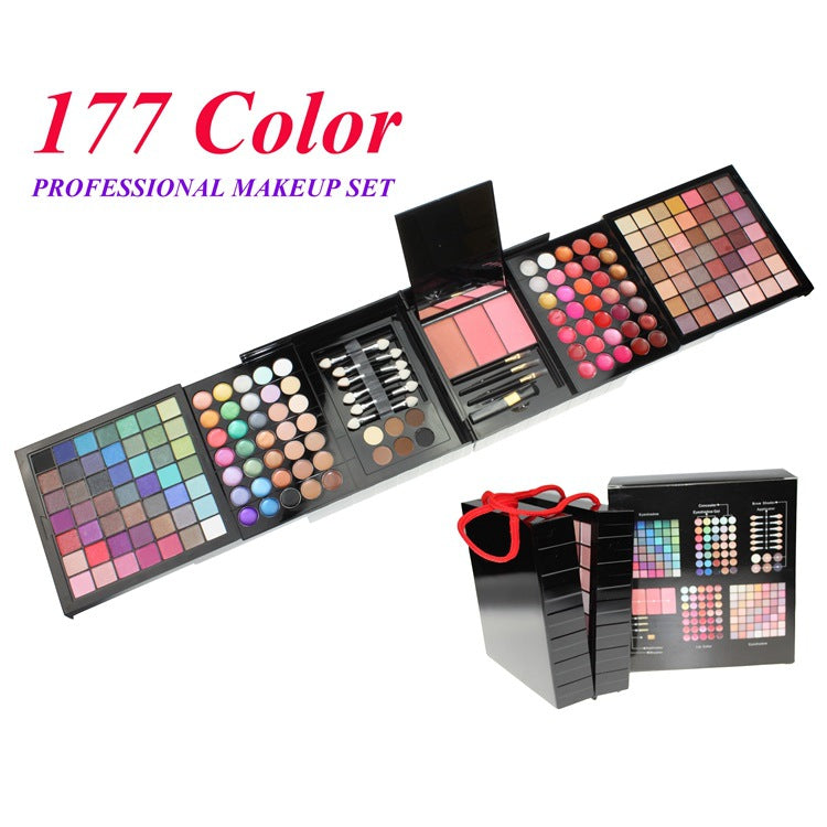 177 Full Color Personal Makeup Set Artist Eyeshadow Palette Fashion Women Cosmetic Case Full Concealer Blusher Lip Gloss Makeup - My Store