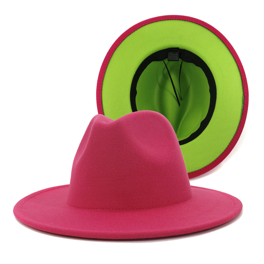 Fedora Hats Women Wholesale Felt Fedora Hats for Men Two Tone Hat Different Color Brim Fedora
