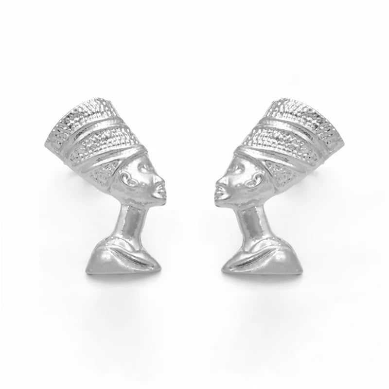 Anniyo Egyptian Queen Nefertiti Stud Earrings Jewelry for Women Girl,Wholesale African Jewellery  #204606