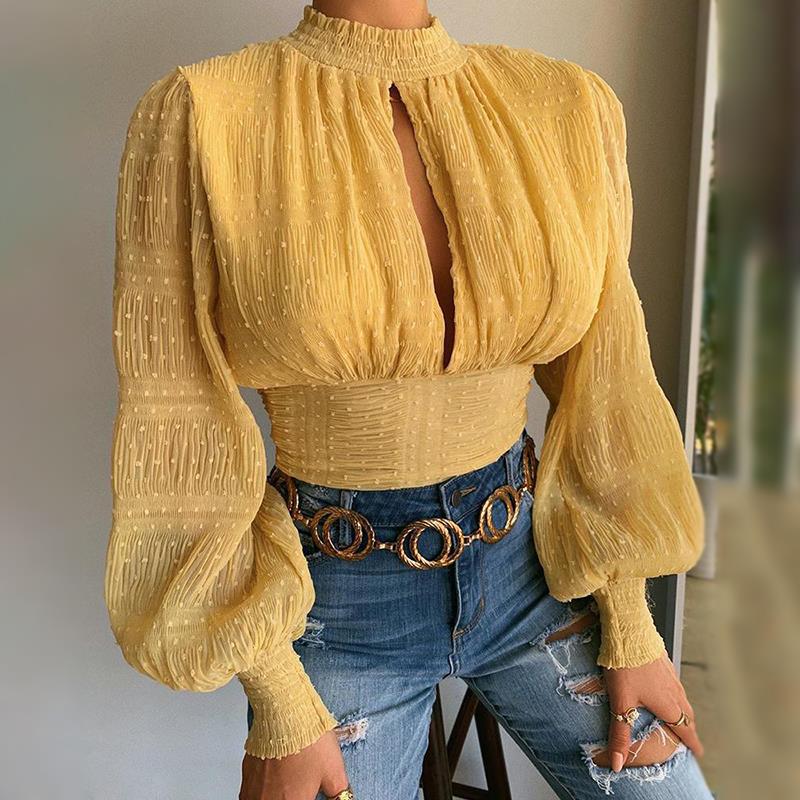 2024 Women Ladys Tops Casual Female Shirt Blouse Ladies Flocking Hollow Tie Women's Summer Blouses & Shirts