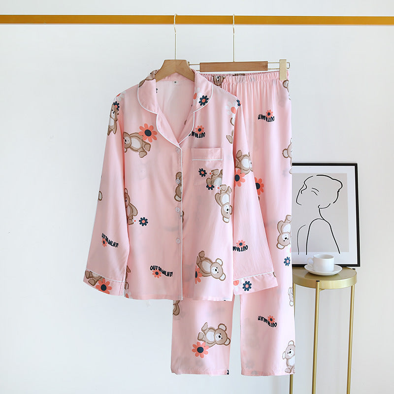 Ladies Pajamas Artificial Cotton Japanese Home Service Luxury Pajama Sets Designer Pajamas Two Piece