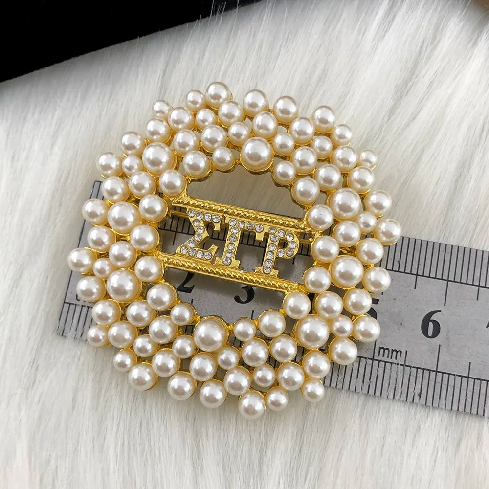 Greek Letter Sorority Sigma Gamma Rho  Pearl Brooch Jewelry Finer Women Jewellery