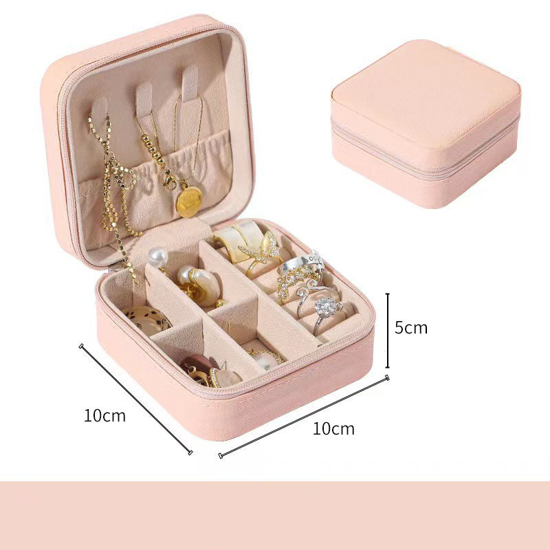 Travel Jewelry Box Ladies Velvet Jewelry Storage Box Zipper Travel Jewelry Organizer