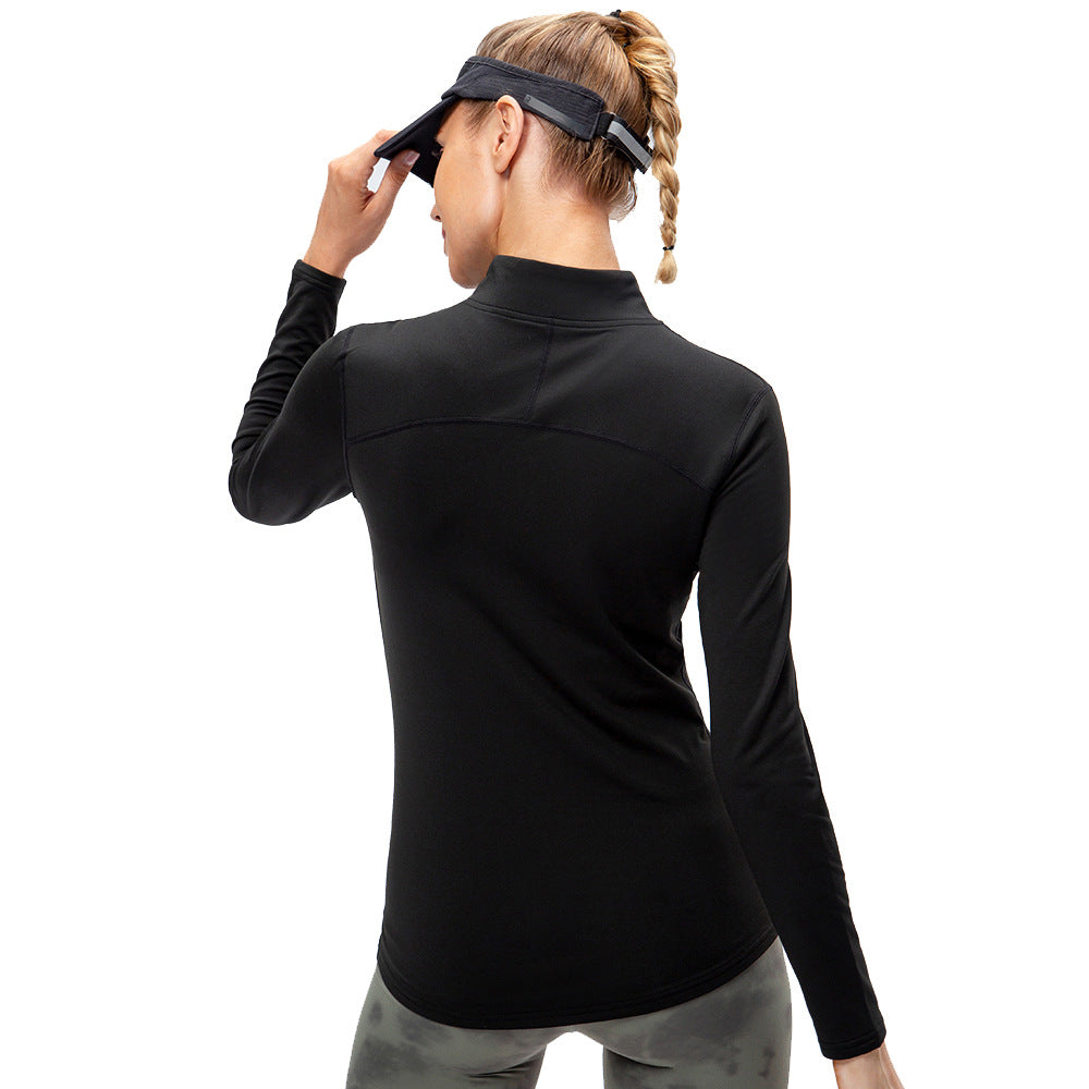 Women Activewear Breathable Quick Dry Plush Long Sleeved Zipper Top Side Pocket Workout Leggings 2 Pieces Gym Wear Set