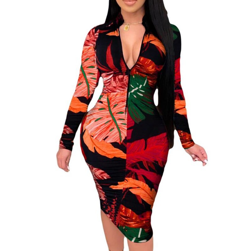 GQ2002 New Arrivals Printed Long Party Dress Red Dresses Women Sexy Club Dresses