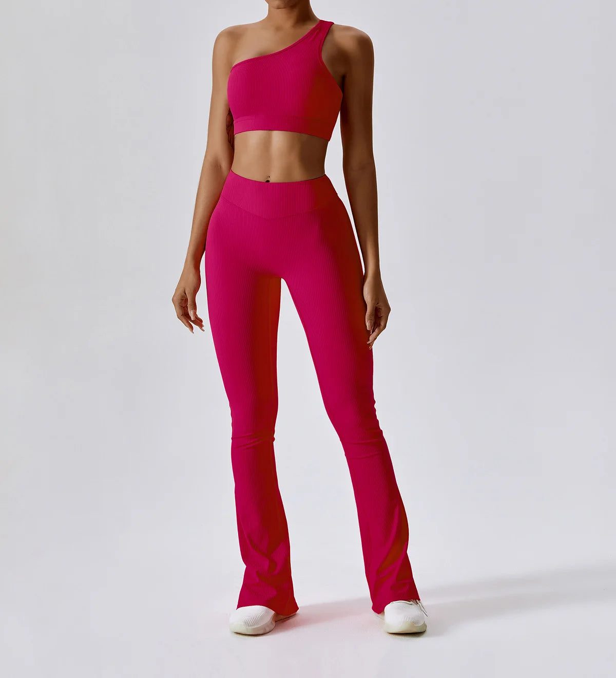 Activewear Custom Gym Workout Fitness Pant Flare Set Casual Ribbed Soft 2 Pieces Yoga Flared Leggings Set for Women