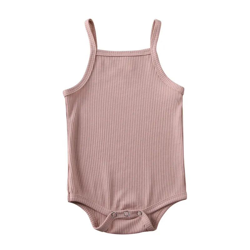 0-18Months Unisex Baby Summer Bodysuit Baby Boy Solid Pink White Green Jumpsuit for Newborn Girls Sleeveless Playsuit Clothes