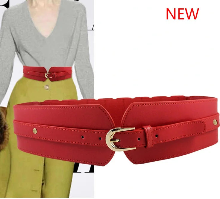 65 Style New Korean Windbreaker Elastic Wide Women Waistband a Variety Alloy Buckle Retro Belt All-Match Dress Women Accessory