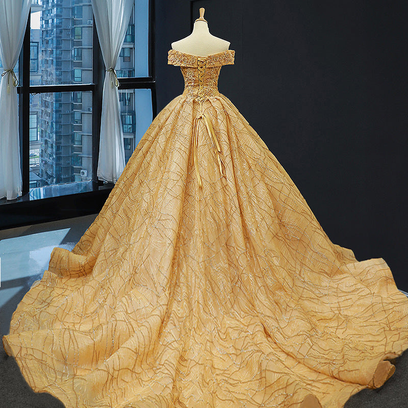Women Luxurious Sequin Party Evening Dresses Elegant Ball Gown Wedding Dresses - My Store