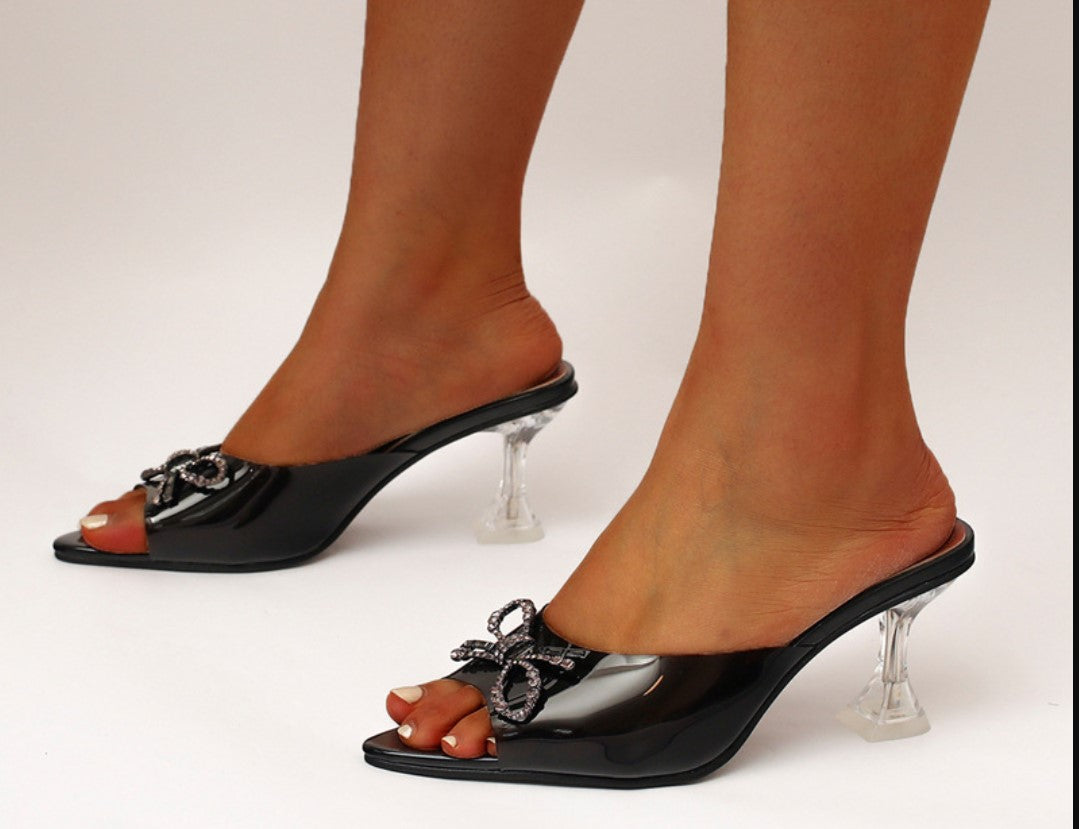 Rhinestone Transparent High Heels Sexy Pointed Sandals Summer Crystal Heel Sandals for Women