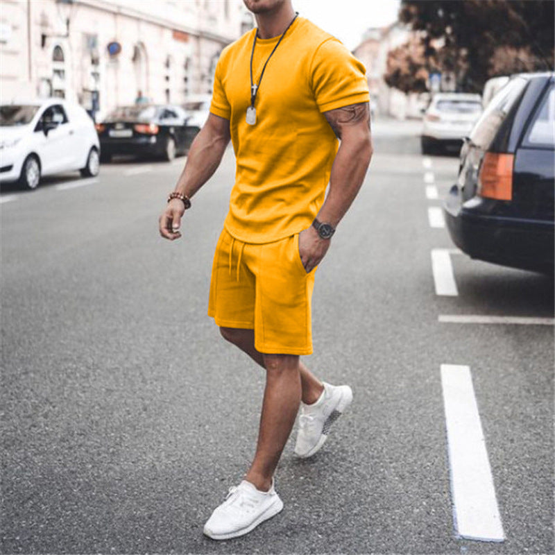 3XL Plus Size Men's Athletic Shirts and Shorts Outfits Short Sleeve Activewear Sports Set Summer Casual Tracksuit