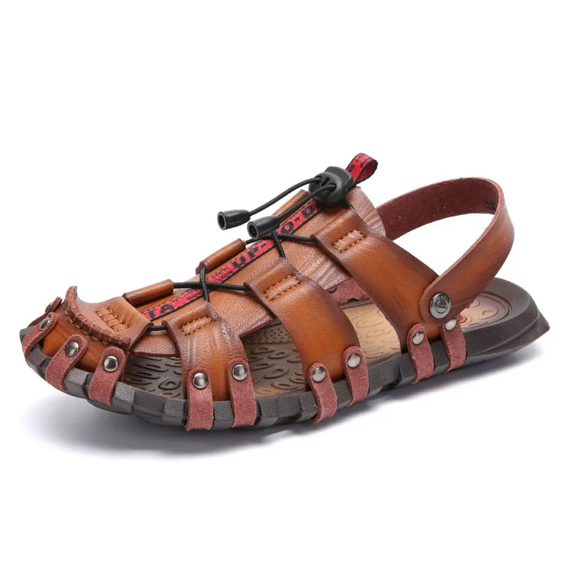 Big Size 47 Men Sandals Summer Beach Shoes Fashion Genuine Leather Sandals Casual Men Shoes Outdoor Sandalias Mens Flip Flops