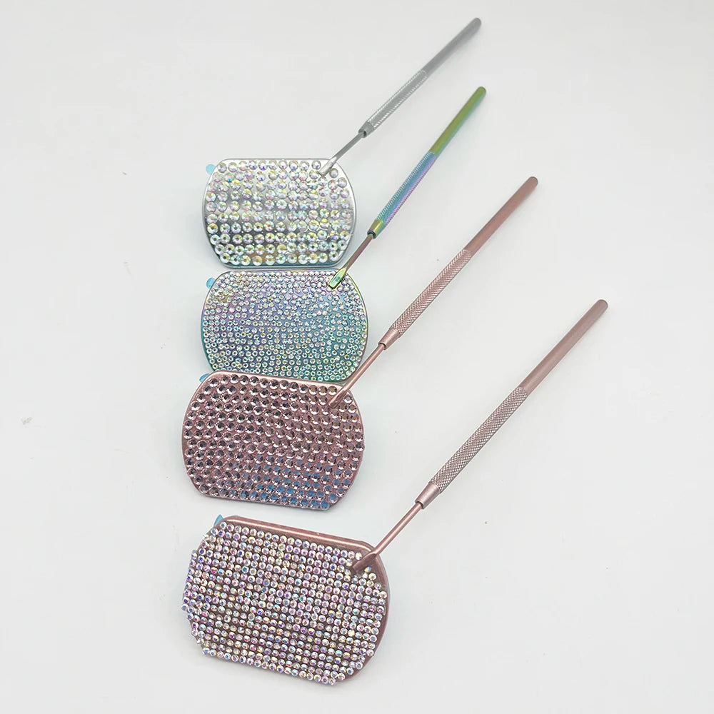 Diamond Hand Held Eyelash Extensions Mirror Makeup Tools Mouth Mirror Suppliers Stainless Steel Eyelash Extension Lash Mirror