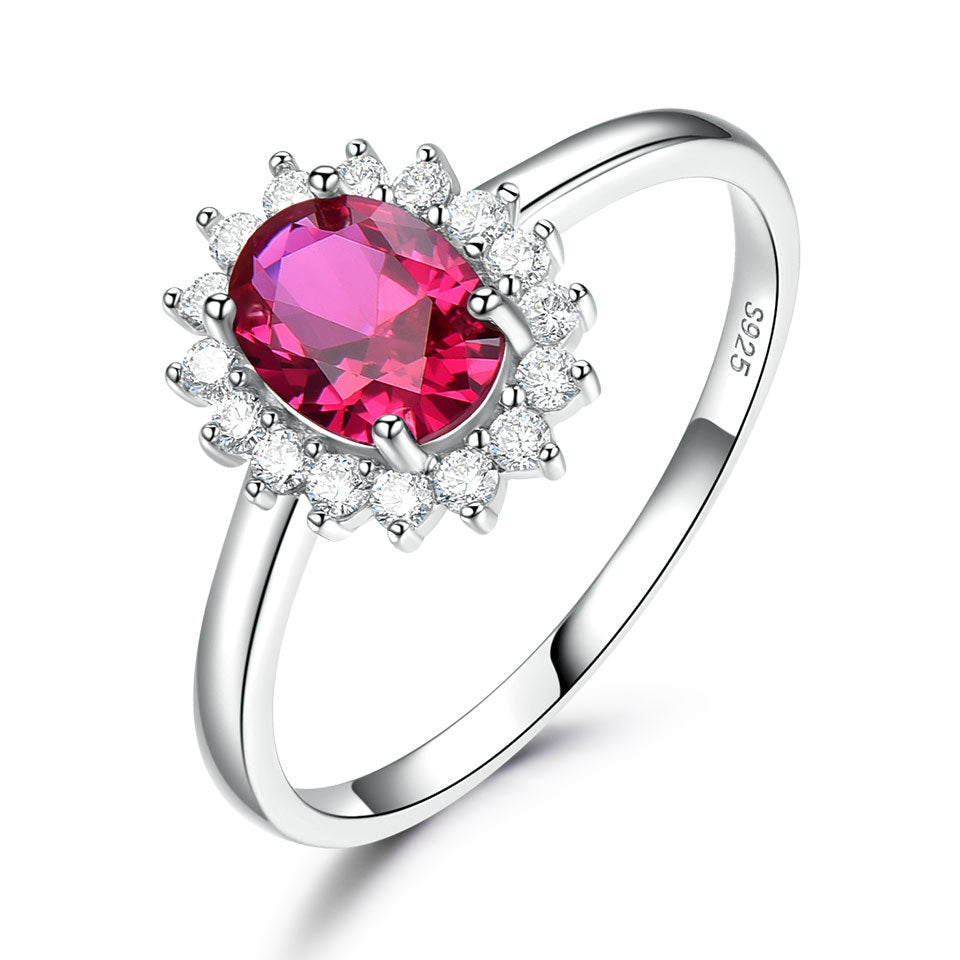 Crystal Rings Natural Stone Sterling Silver 925 Jewellery Non Tarnish Jewelry Created Sapphire Silver Ring