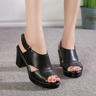 GKTINOO Women's Sandals Genuine Leather Platform Sandal 2025 Summer Thick Sole High Heels Ladies Sandal Summer Shoes for Women