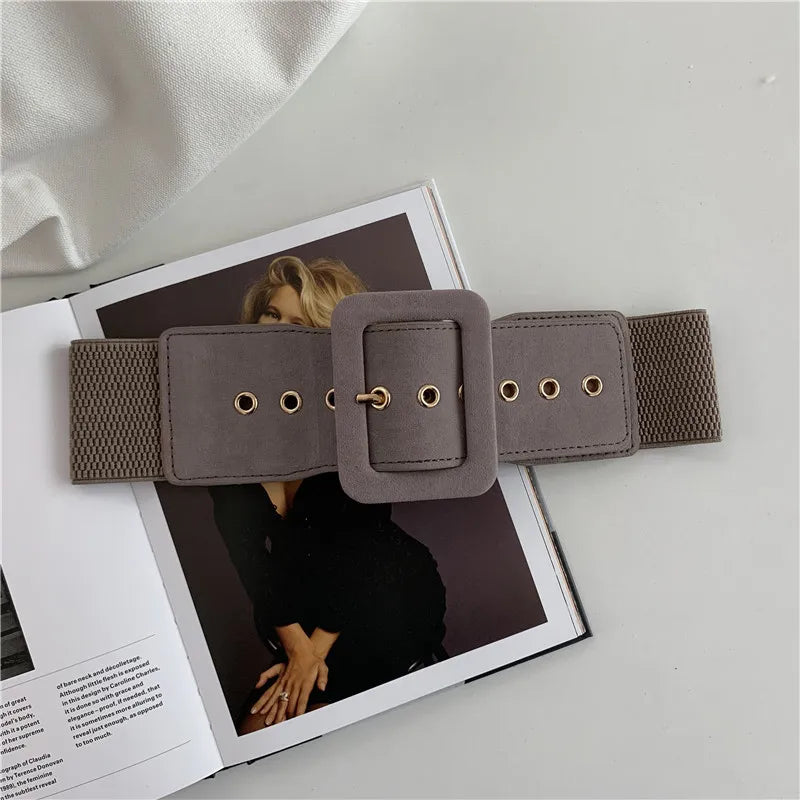 65 Style New Korean Windbreaker Elastic Wide Women Waistband a Variety Alloy Buckle Retro Belt All-Match Dress Women Accessory