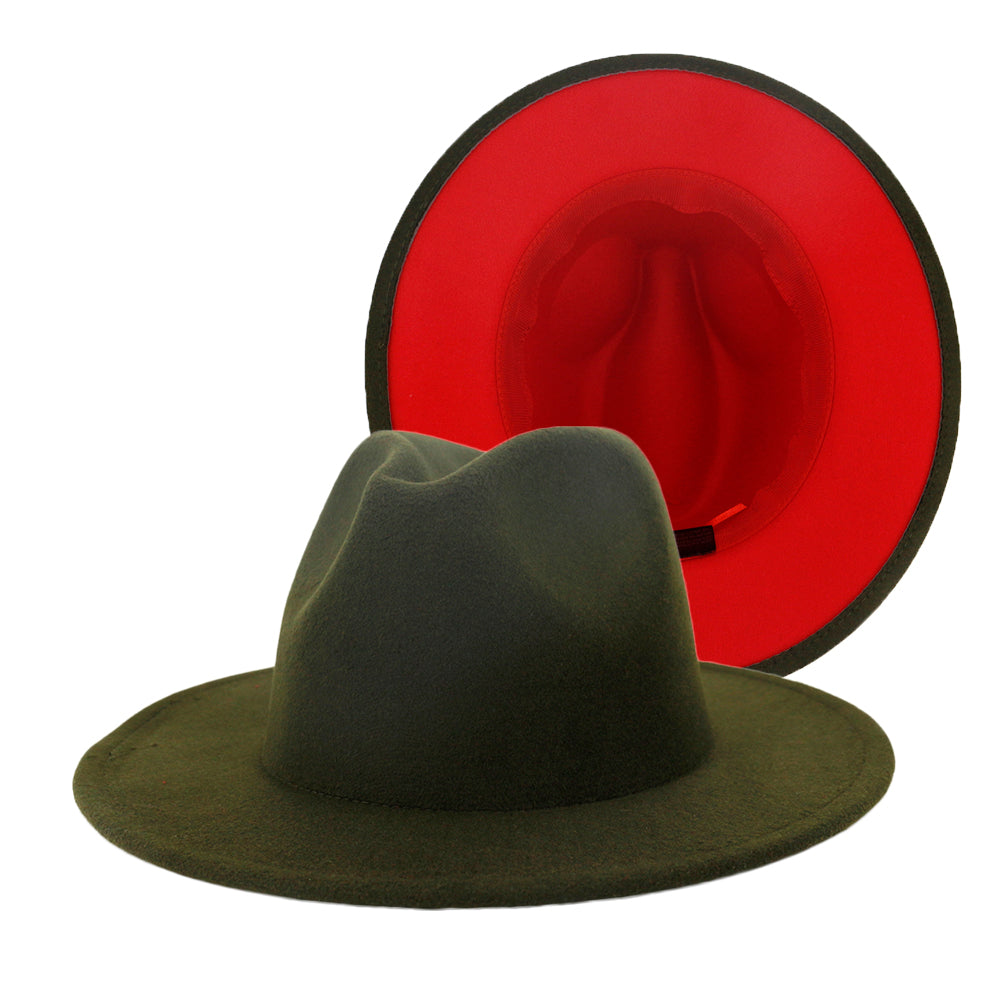 Fedora Hats Women Wholesale Felt Fedora Hats for Men Two Tone Hat Different Color Brim Fedora