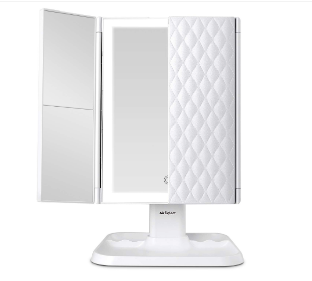 2021  Mirrors News  Professional 3 Folding Flexible Base Makeup Mirror With LED Lights Auto-Shut Off Lights Function
