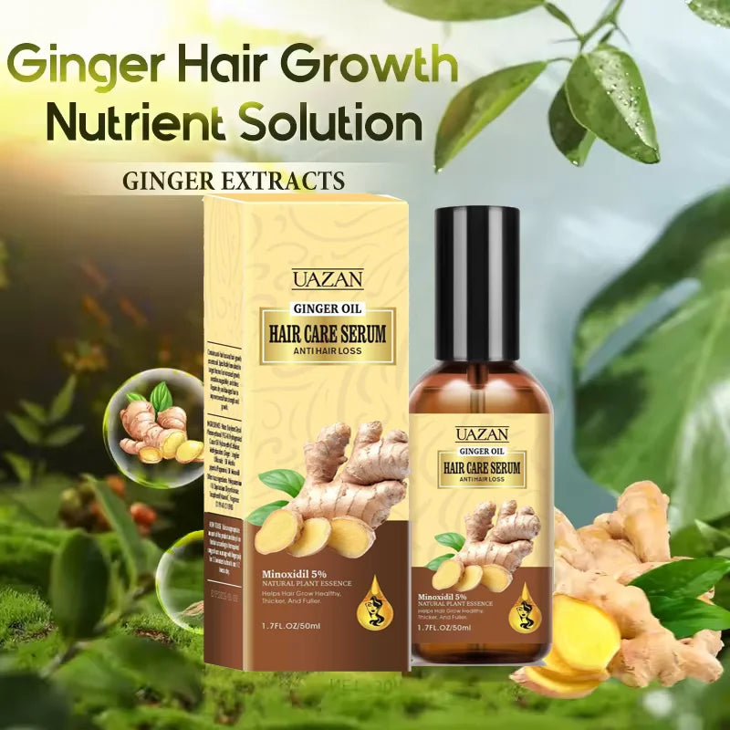 Wholesale 50ml UAZAN Organic Ginger Hair Care Serum Nourishing Scalp Repair Breakage Anti Hair Loss Ginger Hair Growth Oil