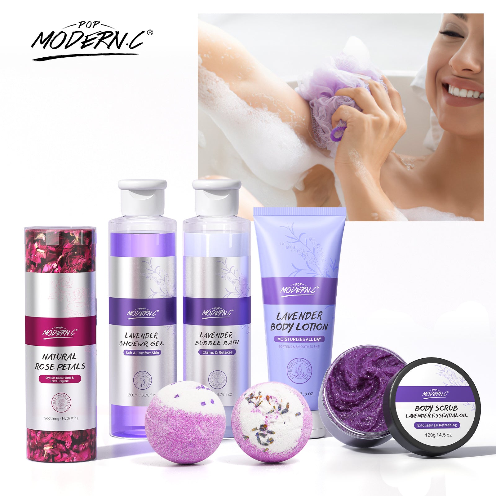 Wholesale Lavender Blossom Christmas Shower Gel Spa Bath Gift Set Spa Gift Basket for Women