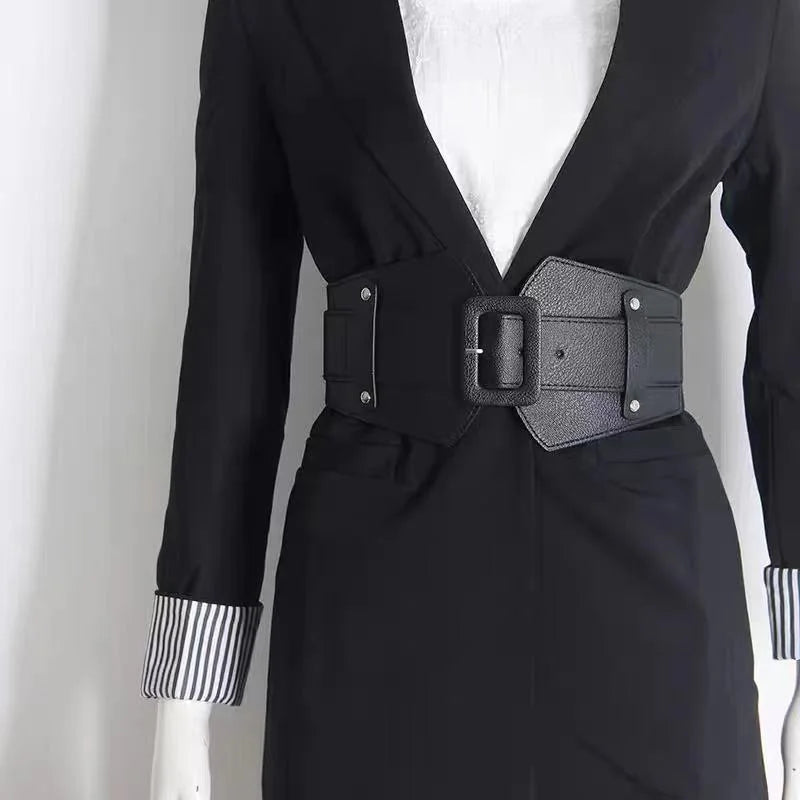65 Style New Korean Windbreaker Elastic Wide Women Waistband a Variety Alloy Buckle Retro Belt All-Match Dress Women Accessory