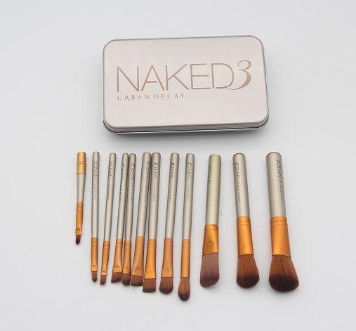 12pcs Makeup Brush Set Face Makeup Eyeshadow Eyeliner Lip Brush Set Tool With Metal Box Makeup Brushes - My Store