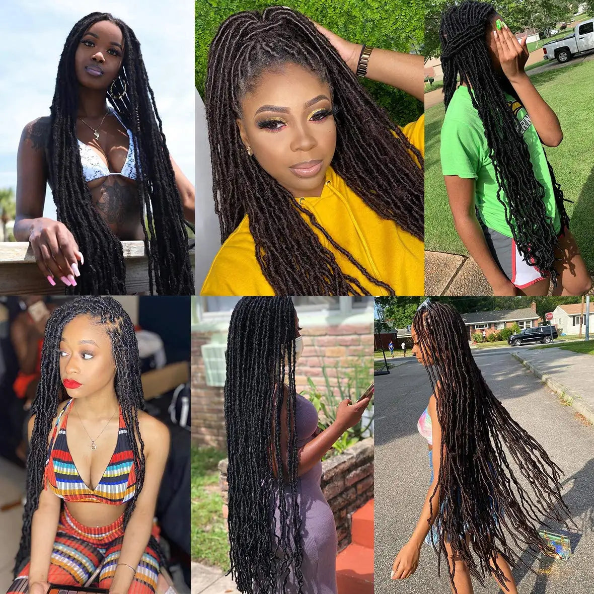 Soft Dread Nu Loc44in Crochet Hair 21 Strands Ombre Goddess Faux Loc Crochet Braids Synthetic Hair Crochet Hair Extensions