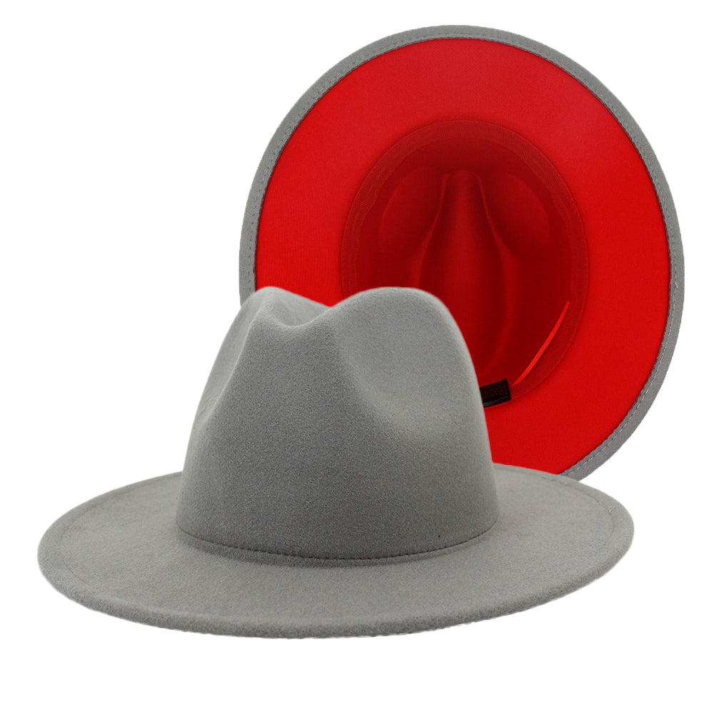 Fedora Hats Women Wholesale Felt Fedora Hats for Men Two Tone Hat Different Color Brim Fedora