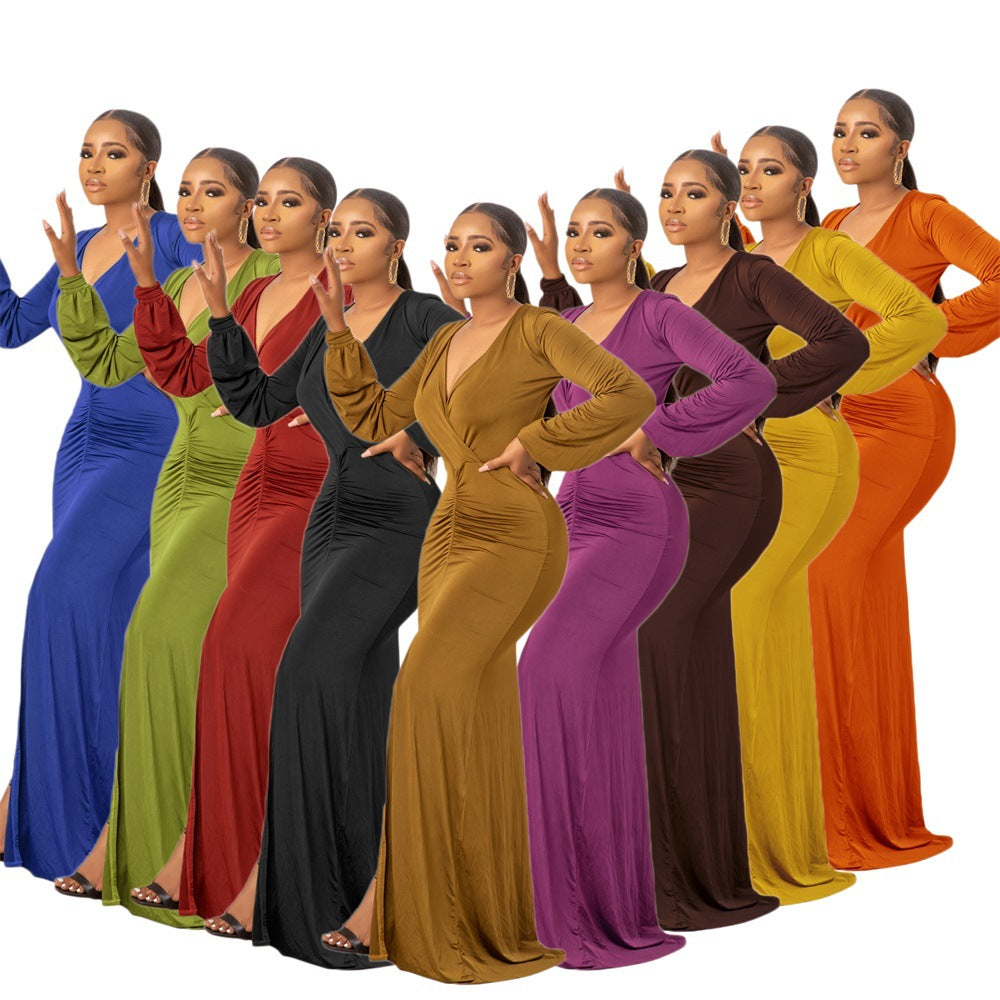 TG032 Elegant Dresses for Women Casual Party Dresses Long Evening Elegant Pleated Maxi Dress