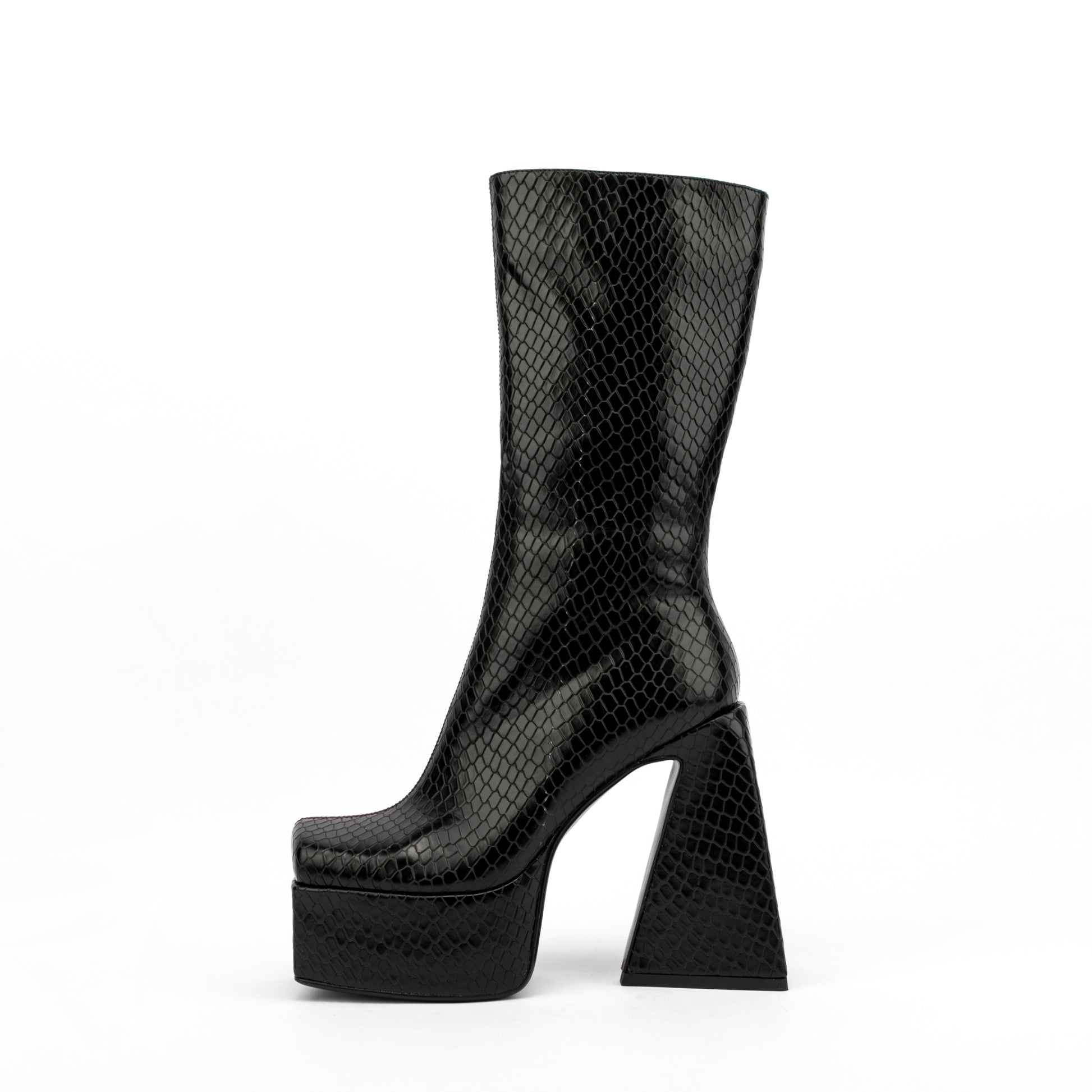 Women Boots High Heels Chunky Platform Big Size 45 Spring Autumn Winter Knee High Boots Zipper Martin Boot Party Shoes
