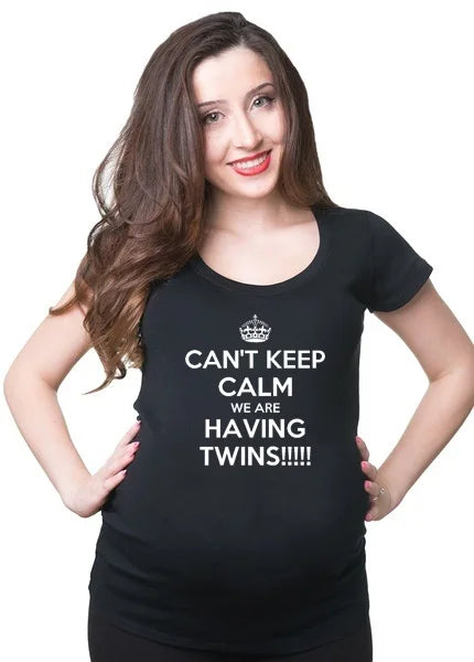 2021 Funny Maternity T-Shirt Cute Comfortable Pregnancy T-Shirt Twins Pregnancy T-Shirt Summer Short Sleeve Tee Shirts Drop Ship