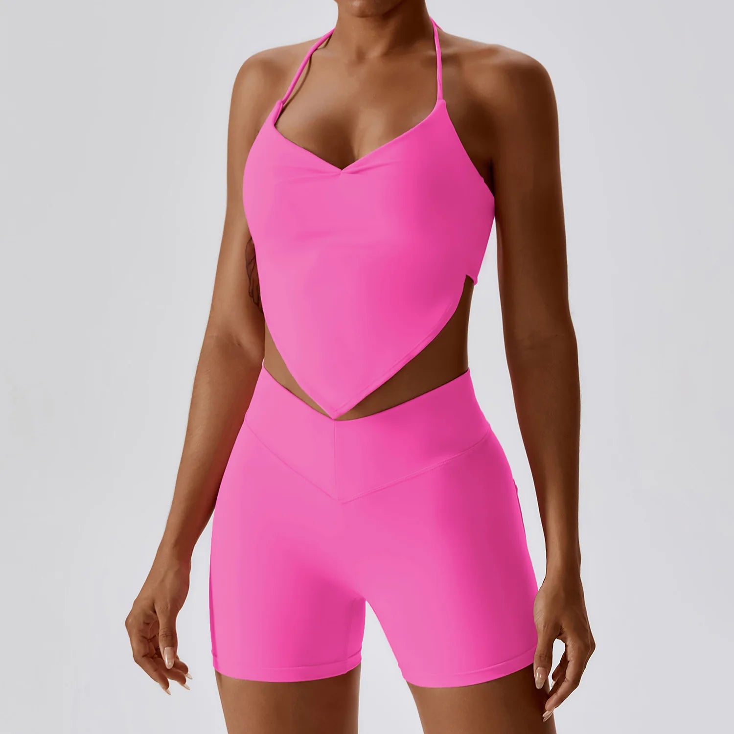 2023 New Running Sets New Design Nude Vest Bra Tops Shorts High Waist Leggings Two Piece Activewear Yoga Outfit for Women