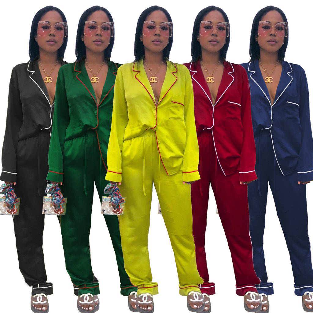 Long Sleeve Mommy and Me Two Piece Pajamas HOBISH Women Silk Pajama Sets