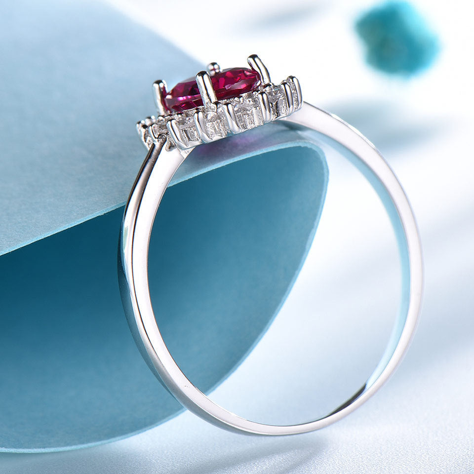 Crystal Rings Natural Stone Sterling Silver 925 Jewellery Non Tarnish Jewelry Created Sapphire Silver Ring
