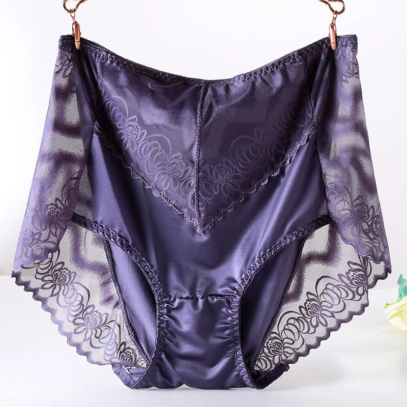 Large Size Women's Underwear Sexy Thin Transparent Lace Modal Underwear High Waist Large Size Underwear