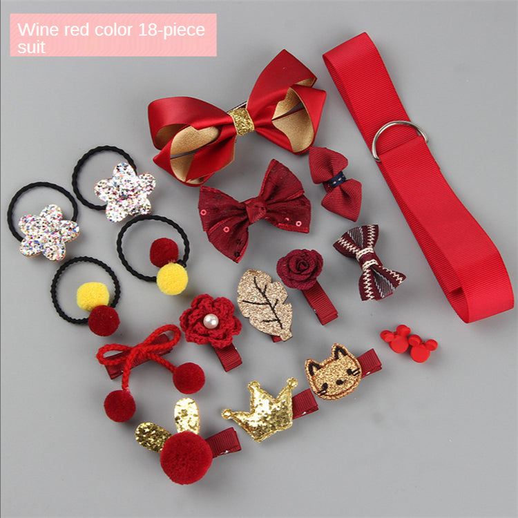 Hair Clip Set Cute Hair Accessories Girl Cartoon Headwear Bow Flower Animal Hairpin Hair Ring Kids Accessories