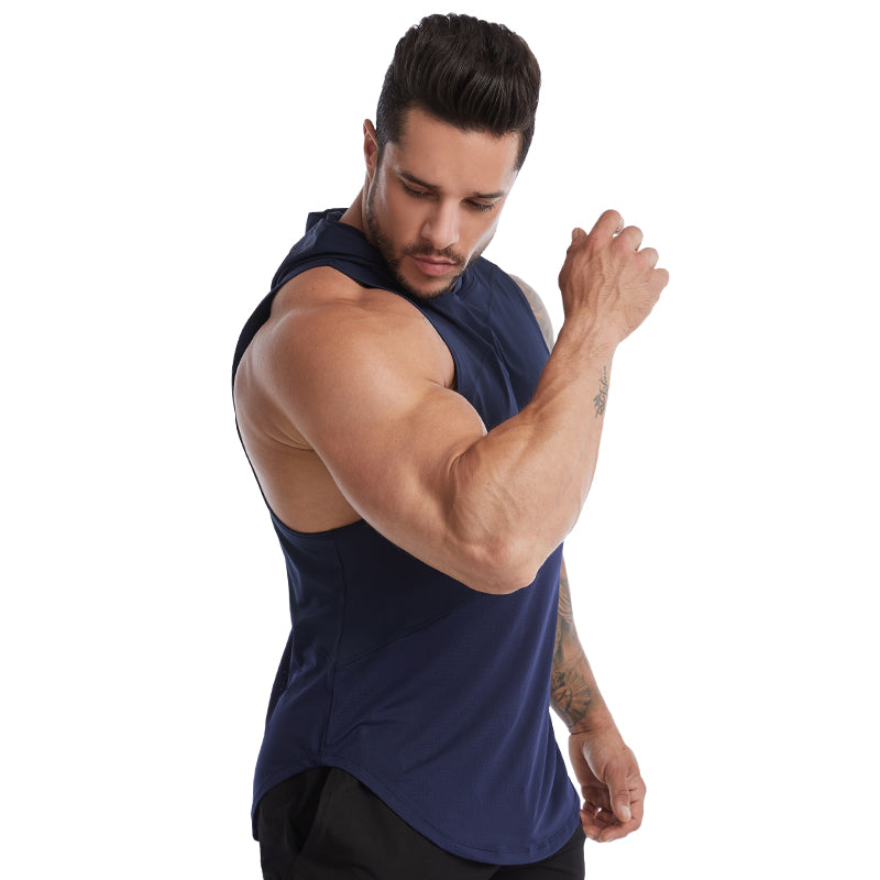 Vedo Sport Vest Dropshipping Custom Logo Polyester Sportswear Workout Fitness Custom Vests Muscle Hooded Tank Top GYM Activewear